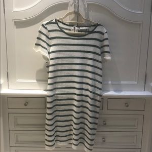Alice + Olivia cream/green striped sweater dress